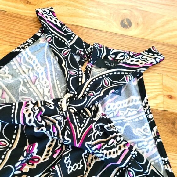 WHBM Printed Halter Blouson Tunic Peplum Top XS - Picture 3 of 6